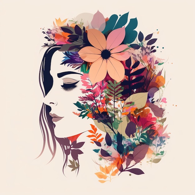 Journée internationale de la femme banne Design élégant de carte de voeux 8 mars avec fleur et feuilles