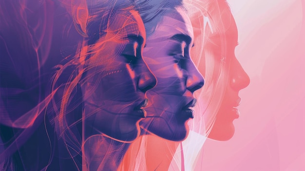 Journée internationale de la femme Vibrant transition de couleur Illustration IA générative
