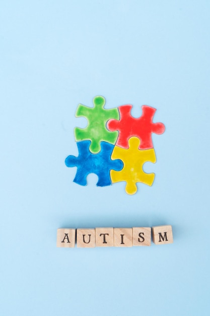 Journée internationale de sensibilisation à l'autisme mot autisn et puzzles