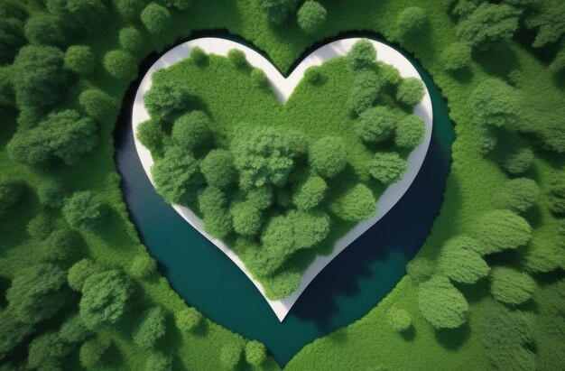Journée internationale de la Terre Mère Journée mondiale des forêts Économie de l'énergie Carte de la terre verte Carte des forêts Carte de l'île en forme de cœur Vue du haut
