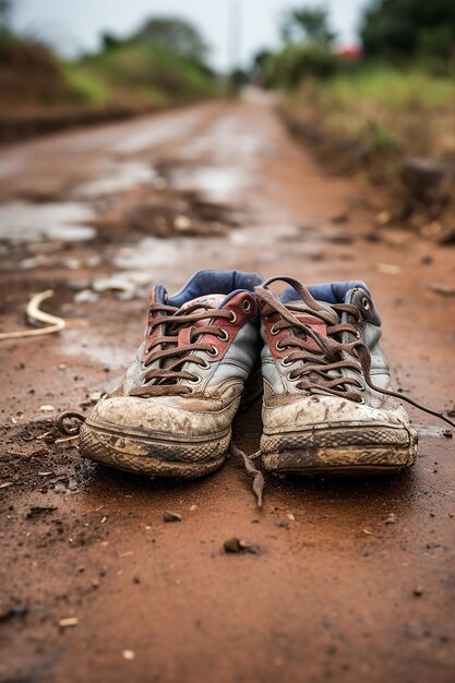 Photo la journée de martin luther king une paire de chaussures usées sur un chemin bien foulé représentant la longue marche