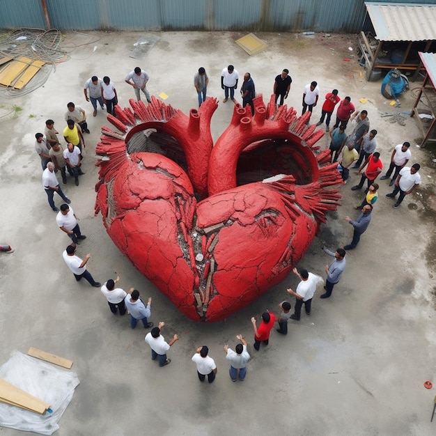 Photo journée mondiale du coeur battement de coeur humain avec bannière de concept de carte du monde