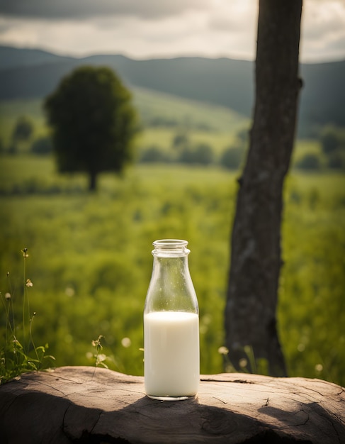 Photo journée mondiale du lait bouteille de lait sur table en bois 4