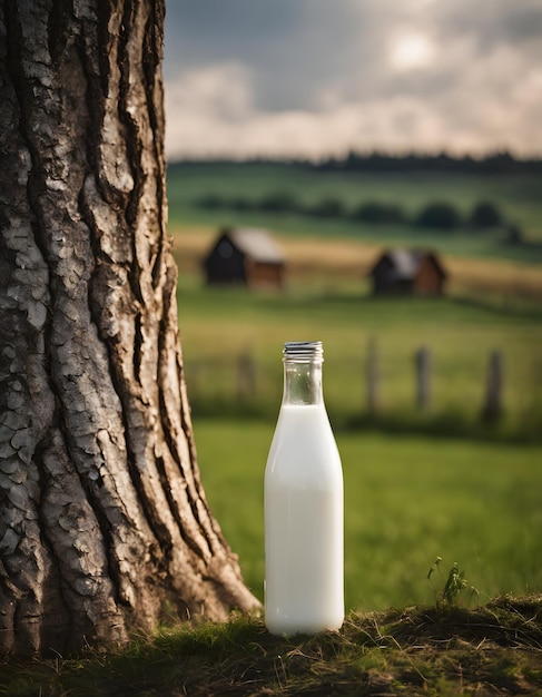 Photo journée mondiale du lait bouteille de lait sur table en bois 4