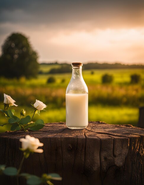 Journée mondiale du lait Bouteille de lait sur table en bois 4