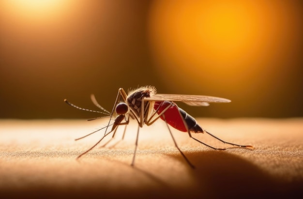 Photo journée mondiale du paludisme journée mondiale des moustiques mosquito close-up mosquito piqûre parasite de moustique infectieux leishmaniose fièvre jaune moustique sur la peau humaine