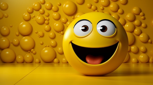 Journée mondiale des emoji Un fond jaune avec un visage souriant et un fond jaune avec un visage souriant