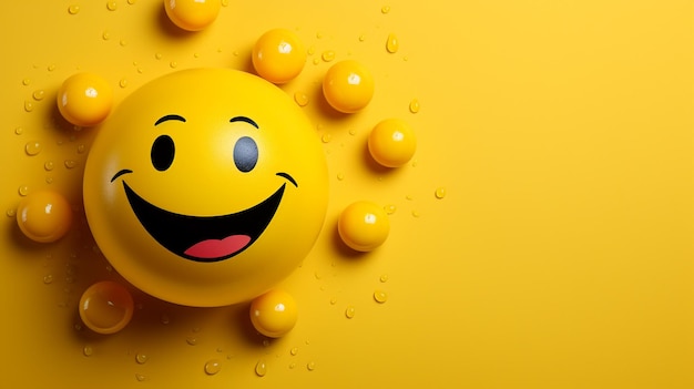 Journée mondiale des emoji Un fond jaune avec un visage souriant et un fond jaune avec un visage souriant
