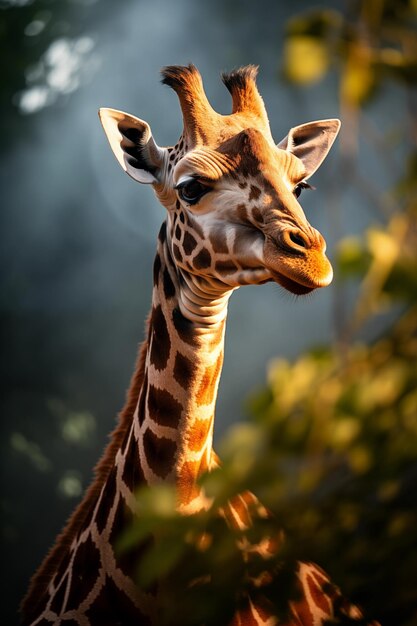 Photo journée mondiale de la faune de la girafe groupe d'animaux sauvages sur le fond de la nature