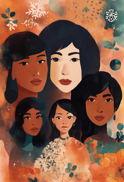 Journée mondiale de la femme illustrations colorées