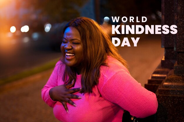 Photo journée mondiale de la gentillesse avec une femme souriante