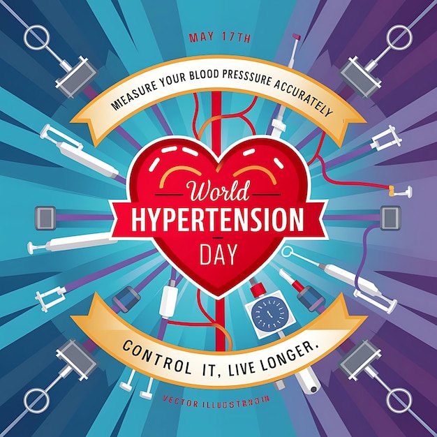 Photo journée mondiale de l'hypertension illustration vectorielle commémorée chaque année le 17 mai pour les symptômes et la prévention