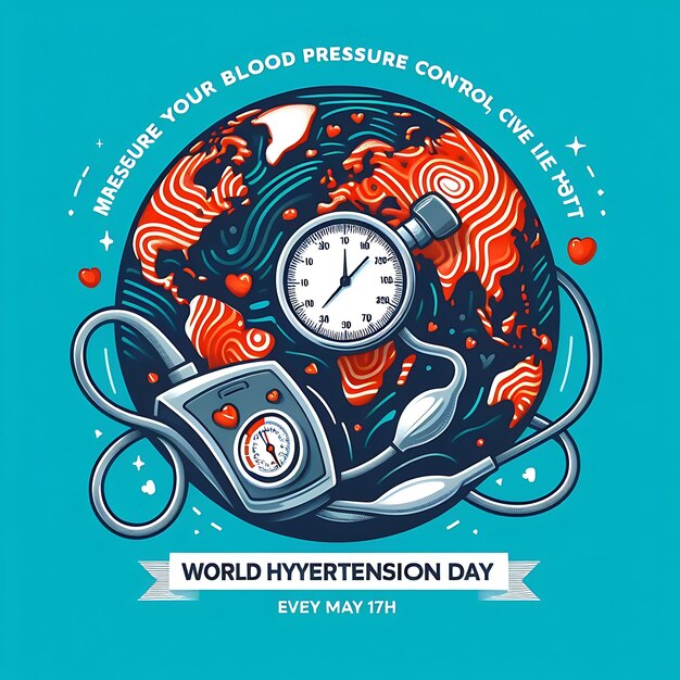 Photo journée mondiale de l'hypertension illustration vectorielle commémorée chaque année le 17 mai pour les symptômes et la prévention