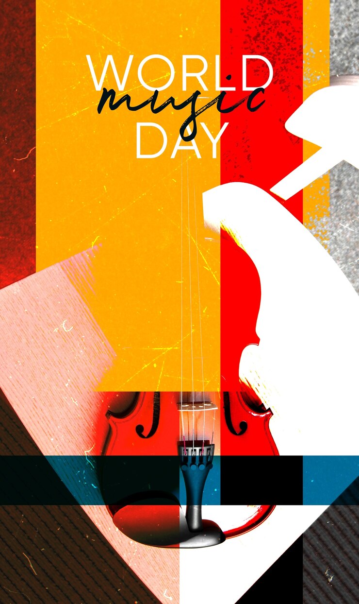Photo journée mondiale de la musique composition avec des instruments à cordes