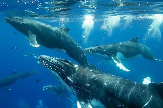Journée mondiale des océans avec des baleines sous l'eau