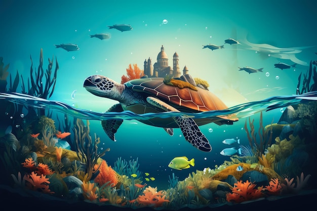 Journée mondiale des océans Sauver l'environnement Magnifique sous l'eau dans la nature sauvage de l'océan Pacifique