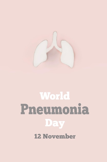 Journée mondiale de la pneumonie Journée mondiale de la tuberculose copd Papier en forme de poumon sur fond rose