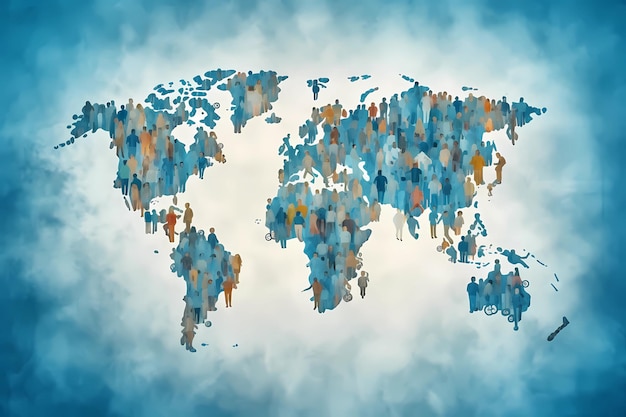 Journée mondiale de la population Une carte du monde avec le mot monde dessus