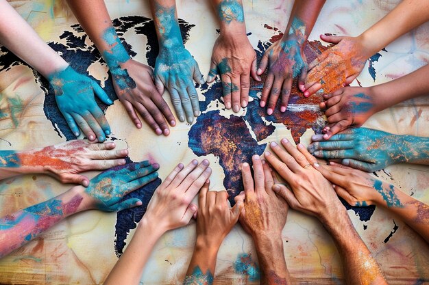 Photo la journée mondiale de la population est une célébration de l'unité mondiale.