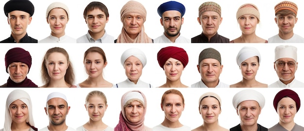 Photo journée mondiale de la population portraits de personnes du monde sur fond blanc généré ai