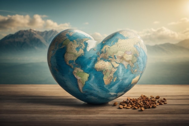 Journée mondiale de la santé avec fond de carte du monde en forme de cœur