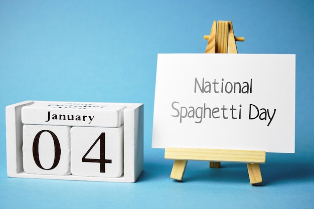 Journée nationale des spaghettis du calendrier du mois d'hiver janvier.
