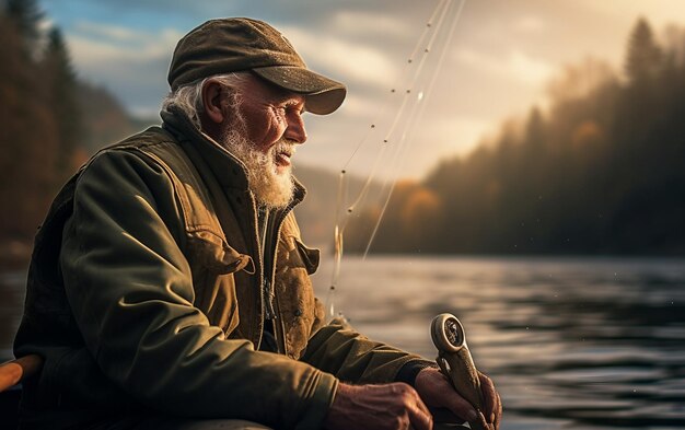 Photo une journée de pêche paisible à bord d'un bateau