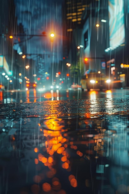 Une journée de pluie dans la rue de la ville IA générative