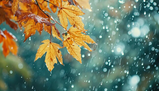 Une journée de pluie torrentielle en automne Arrière-plan et papier peint