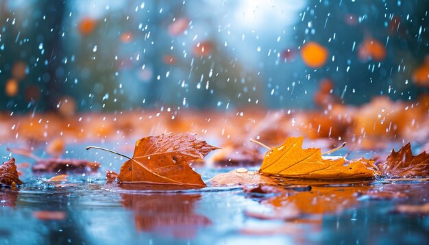 Une journée de pluie torrentielle en automne Arrière-plan et papier peint