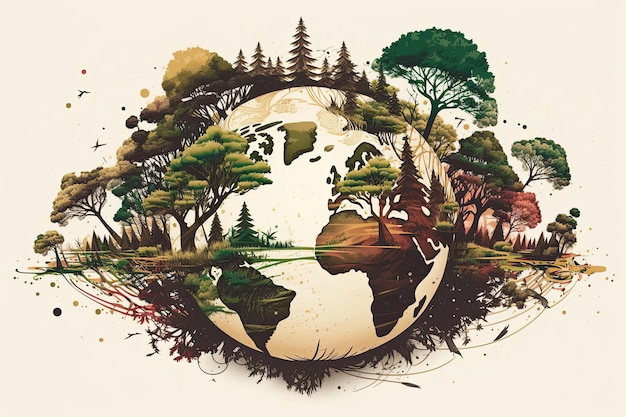 Journée de la terre Concept écologique Contexte de la journée mondiale de l'environnement Sauver la terre AI générative