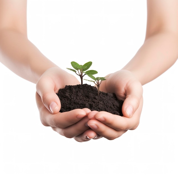 Journée de la Terre de l'environnement dans l'arbre plante à la main isolé sur fond transparent Concept de conservation de la forêt concept éco jour de la terre Sauver l'écologie de l'environnement