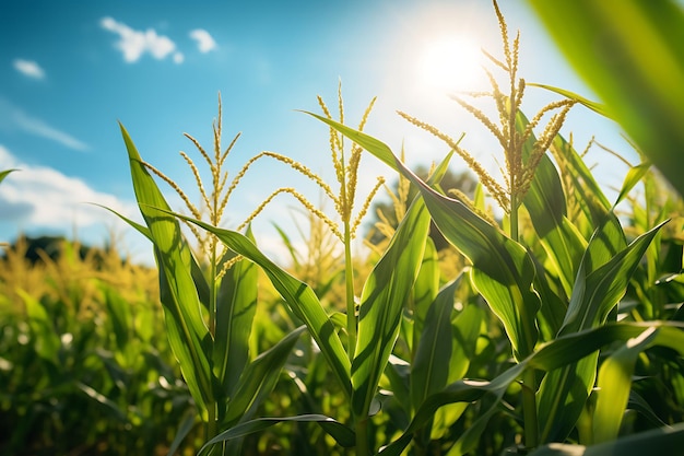 Journées ensoleillées dans la photographie de maïs du champ de maïs