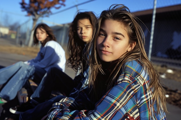 Des journées scolaires nostalgiques un aperçu vibrant des années 1990 avec des écoliers et des adolescents capturant l'essence de la culture de la jeunesse éducation amitiés et mode emblématique