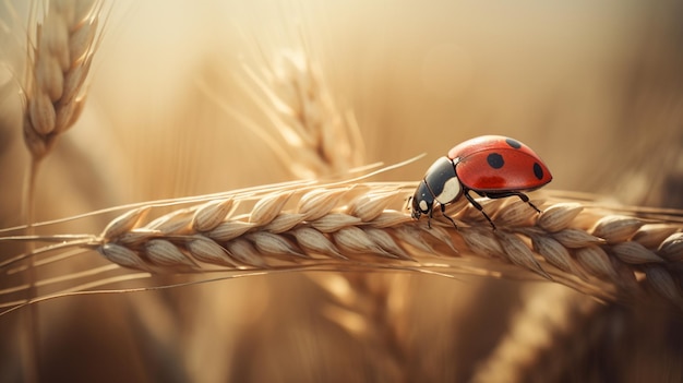 Photo la joyau de la nature, la coccinelle au milieu du blé généré par l'ia