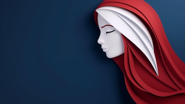 joyeuse bannière de la journée des femmes illustration de la tête de la femme dans le style découpé en papier avec de l'espace pour le texte