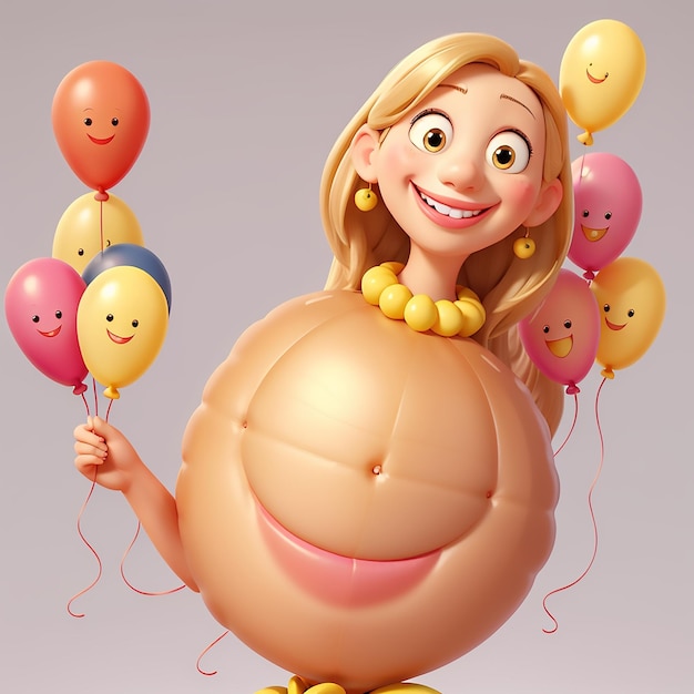 Joyeuse célébration d'anniversaire visage ballon enfants monde de dessins animés sourire jour arrière-plan gradient coloré