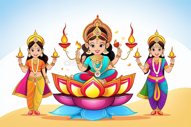 joyeuse célébration de diwali du festival indienjoyeuse conception de voeux de diwali avec une fille et un garçon indiens