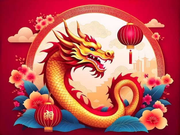 Joyeuse célébration du Nouvel An chinois Arrière-plan Arrière-plan rouge Fêtes chinoises