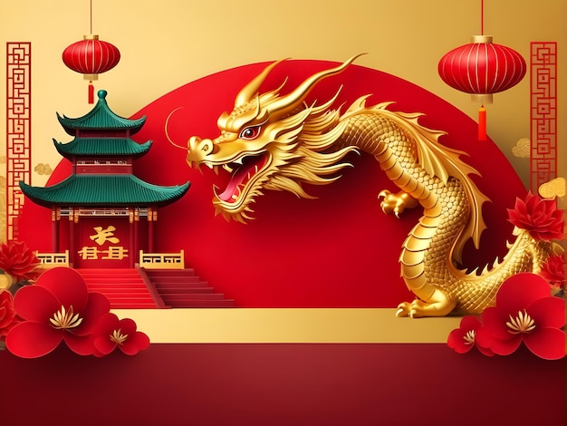 Joyeuse célébration du Nouvel An chinois Arrière-plan Arrière-plan rouge Fêtes chinoises