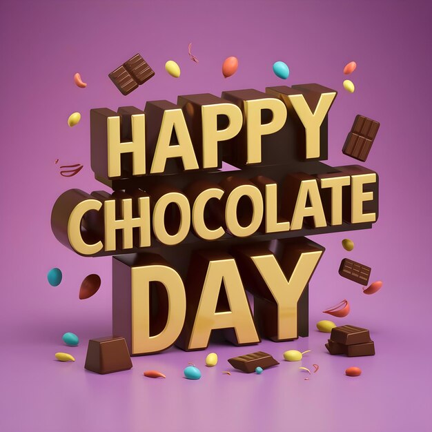 Photo joyeuse célébration de la journée du chocolat typographie rendu 3d