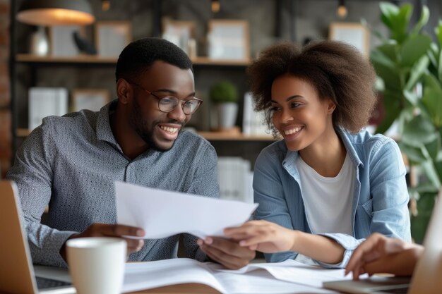 Photo une joyeuse conseillère financière afro-américaine generative ai