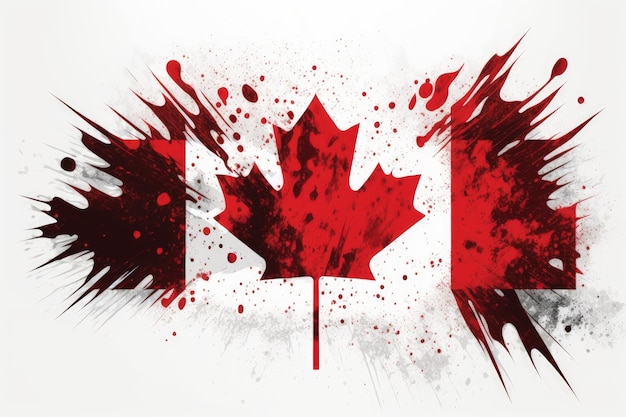 Joyeuse fête du Canada Célébrer l'anniversaire du Canada Les Canadiens montrent leur fierté de leur histoire, de leur culture et de leurs réalisations Drapeau vacances feuille d'érable couleur rouge AI générative
