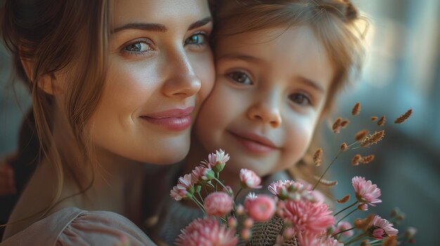 Joyeuse fête des mères Belle fille et sa mère