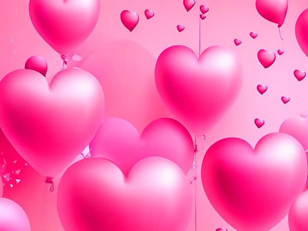 Photo joyeuse saint valentin élégant amour fond design coeur rose ballon coeur image hd