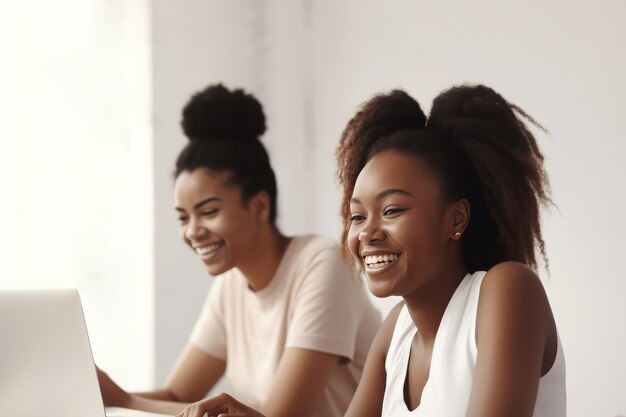 Joyeuses copines diverses utilisant un ordinateur portable