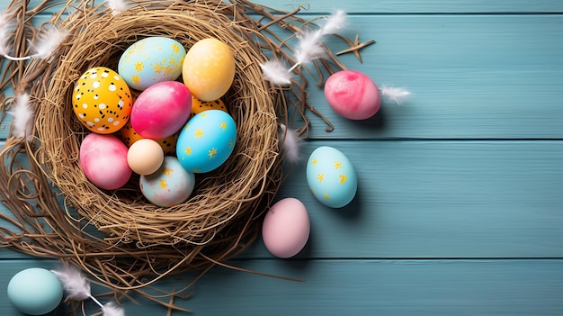 Joyeuses Pâques Oeufs Sur Fond De Bois