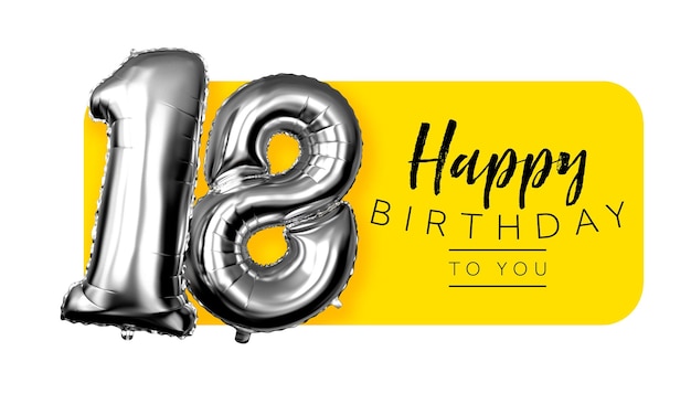 Photo joyeux 18e anniversaire fond de salutation jaune rendu 3d