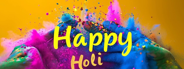 Joyeux accueil de la fête de Holi avec des éclaboussures de couleurs vives