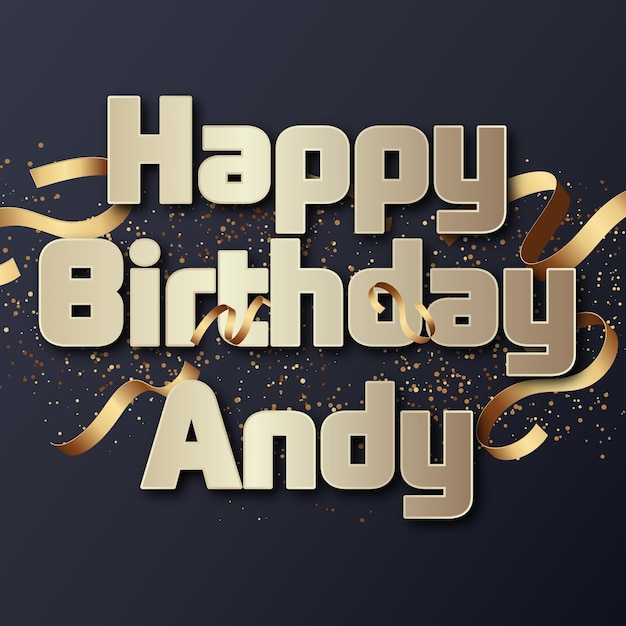 Joyeux Anniversaire Andy Gold Confettis Ballon Mignon Carte Photo Effet Texte